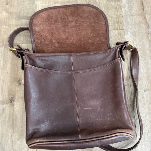 Vintage Coach 90s Whitney Saddle Bag Crossbody Brown Leather Messenger Purse - Picture 12 of 16